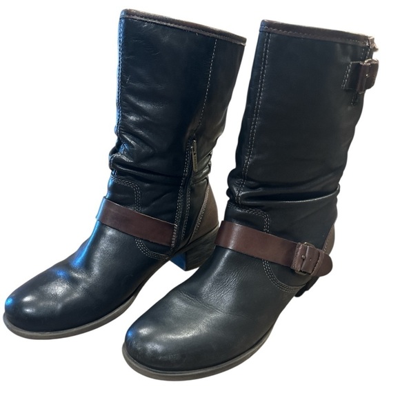 PIKOLINOS Shoes - Pikolinos Le Mans Slouchy Moto Boot Leather Black Brown Womens Size EU 41 US 10